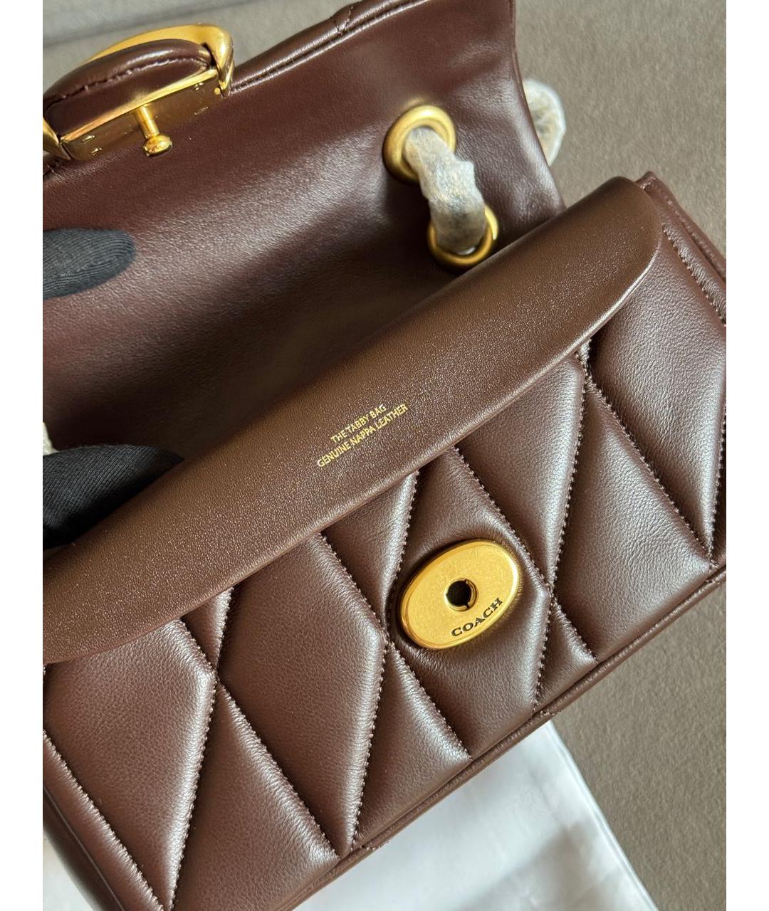 COACH Коричневая кожаная сумка через плечо, фото 5