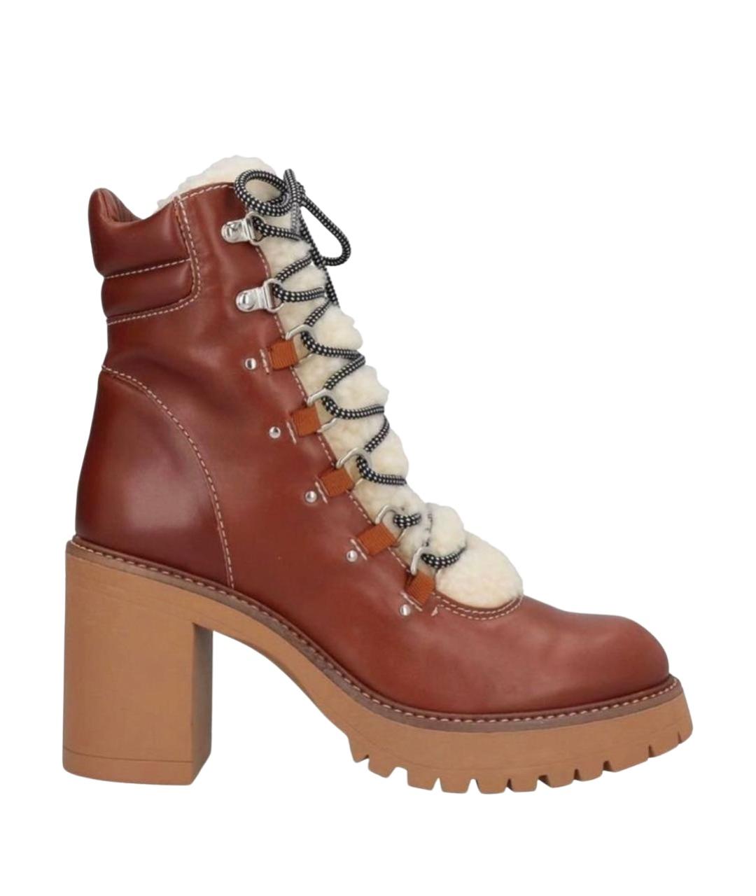 PINKO Коричневые кожаные ботинки, фото 6