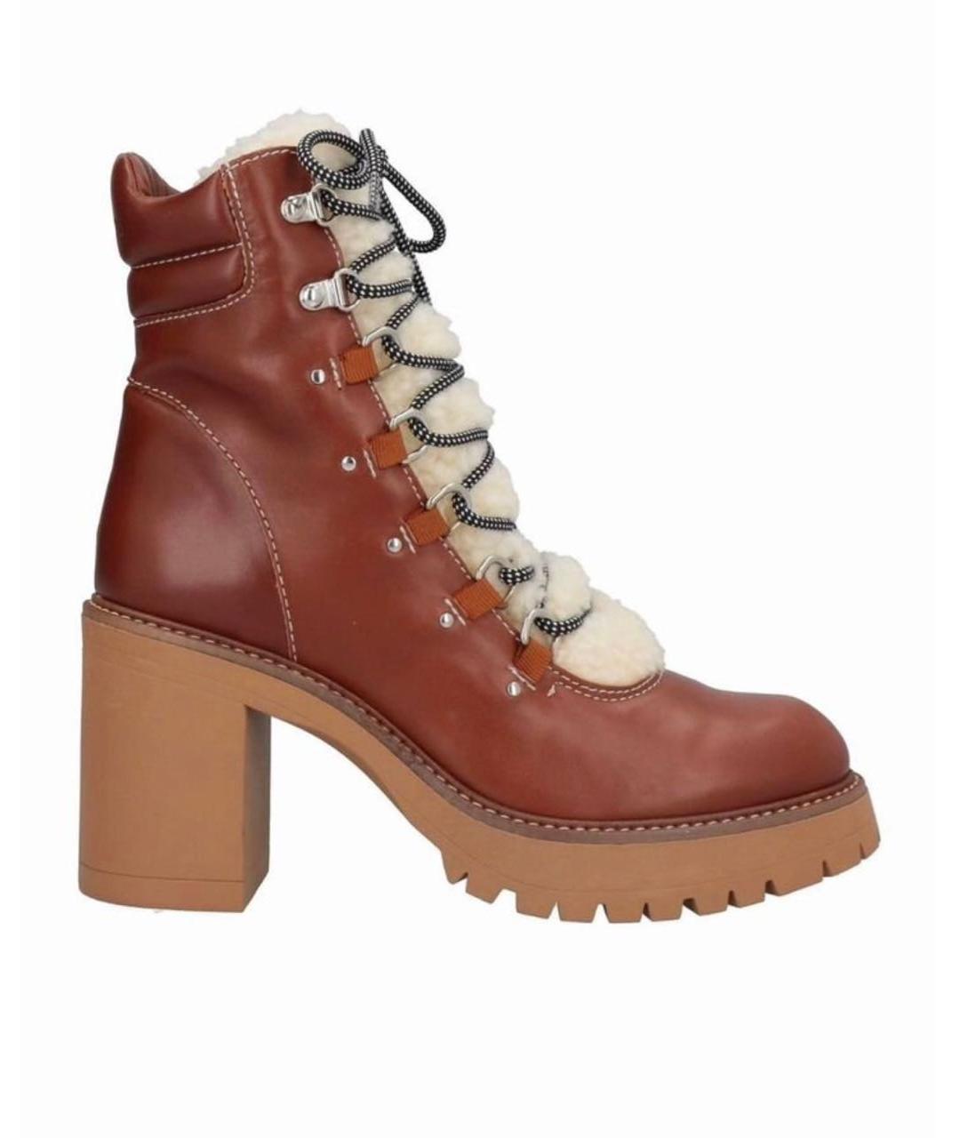 PINKO Коричневые кожаные ботинки, фото 5