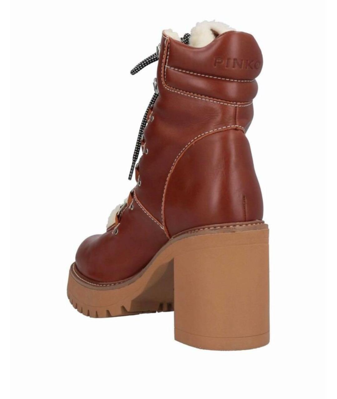 PINKO Коричневые кожаные ботинки, фото 4