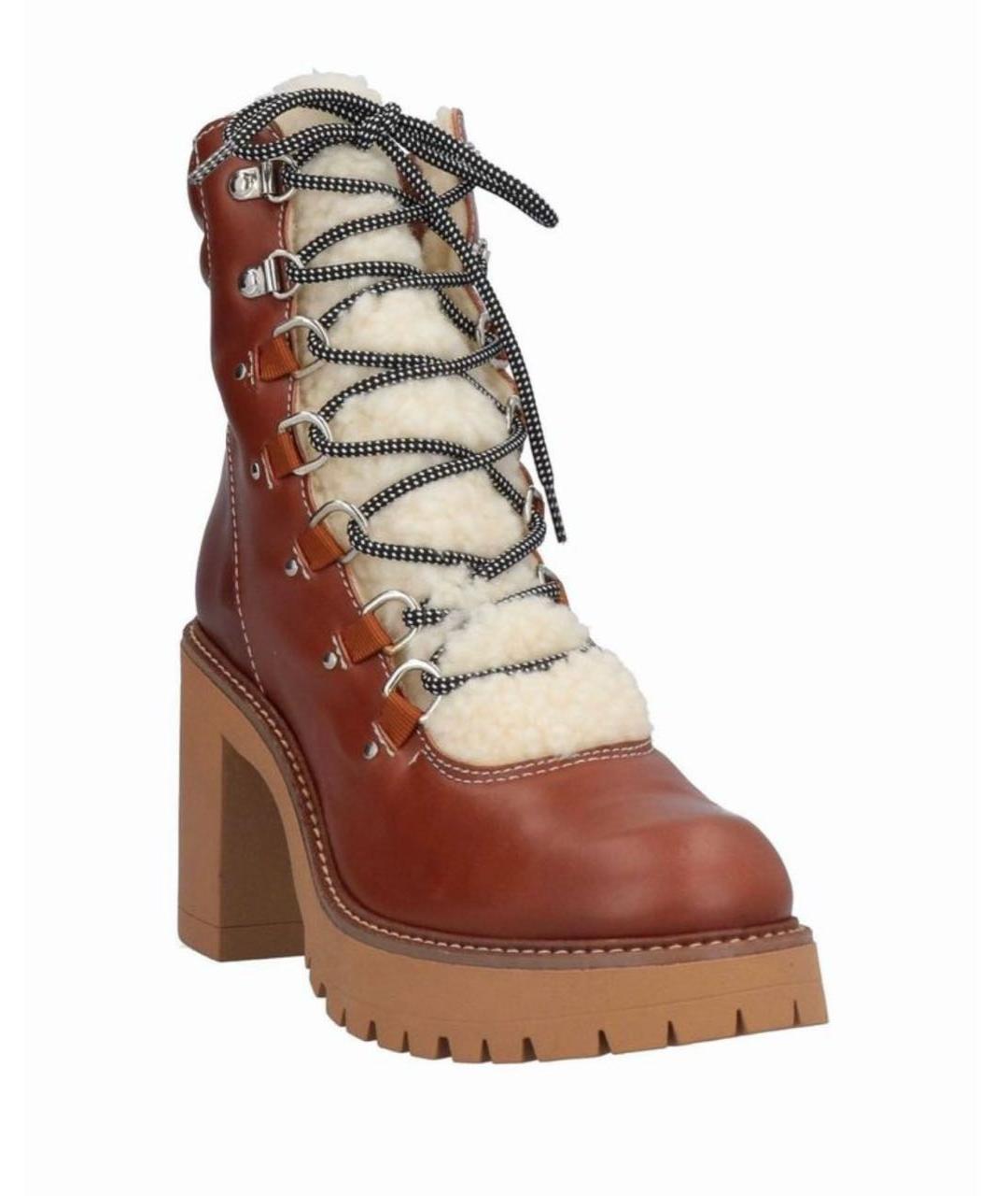 PINKO Коричневые кожаные ботинки, фото 3