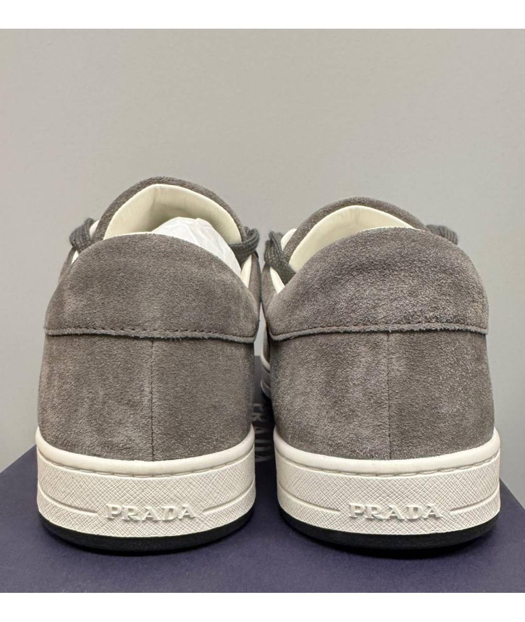 PRADA Бежевые замшевые низкие кроссовки / кеды, фото 4