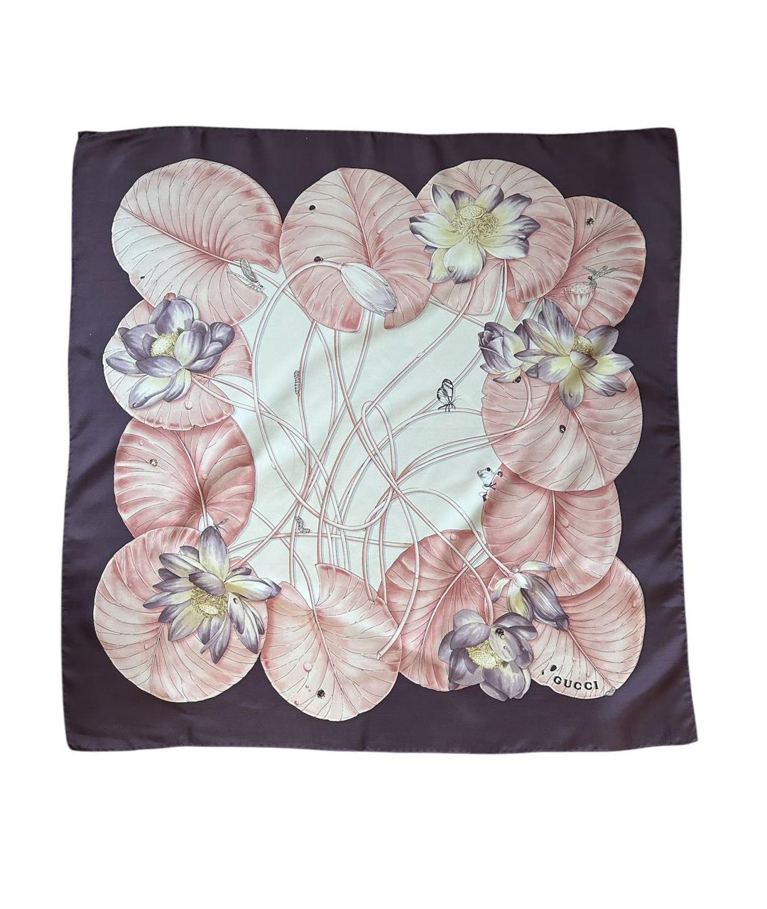 GUCCI Фиолетовый шелковый платок, фото 1