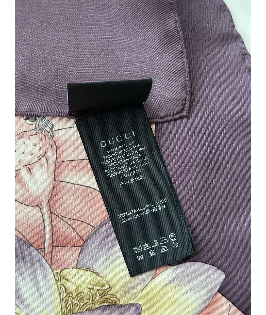 GUCCI Фиолетовый шелковый платок, фото 7