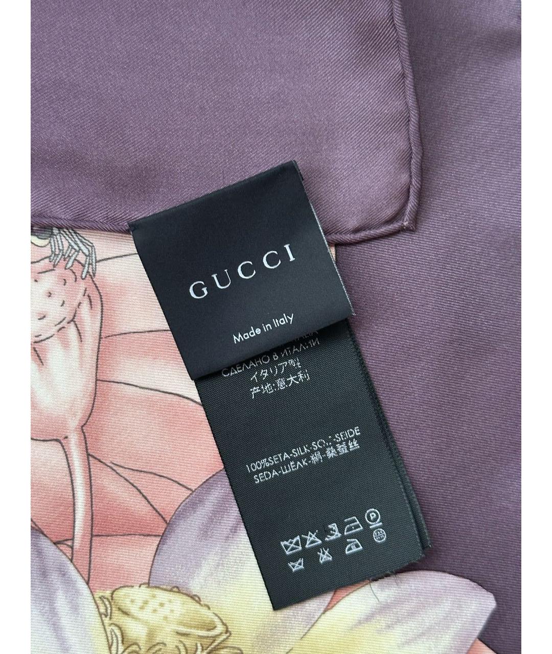 GUCCI Фиолетовый шелковый платок, фото 8
