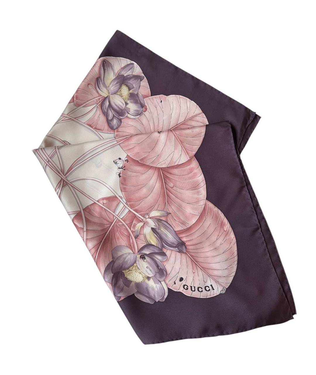 GUCCI Фиолетовый шелковый платок, фото 2