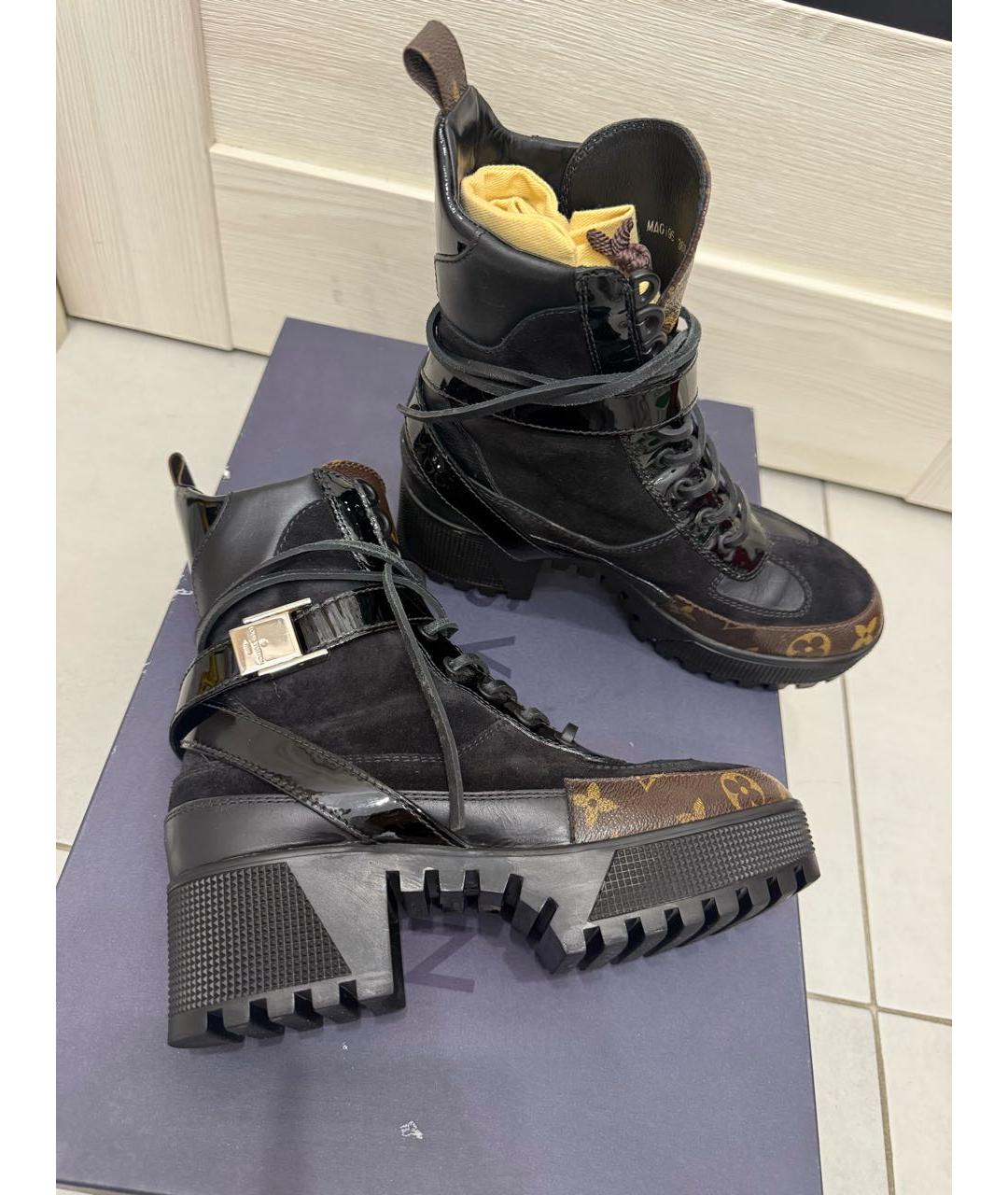LOUIS VUITTON Черные кожаные ботинки, фото 5