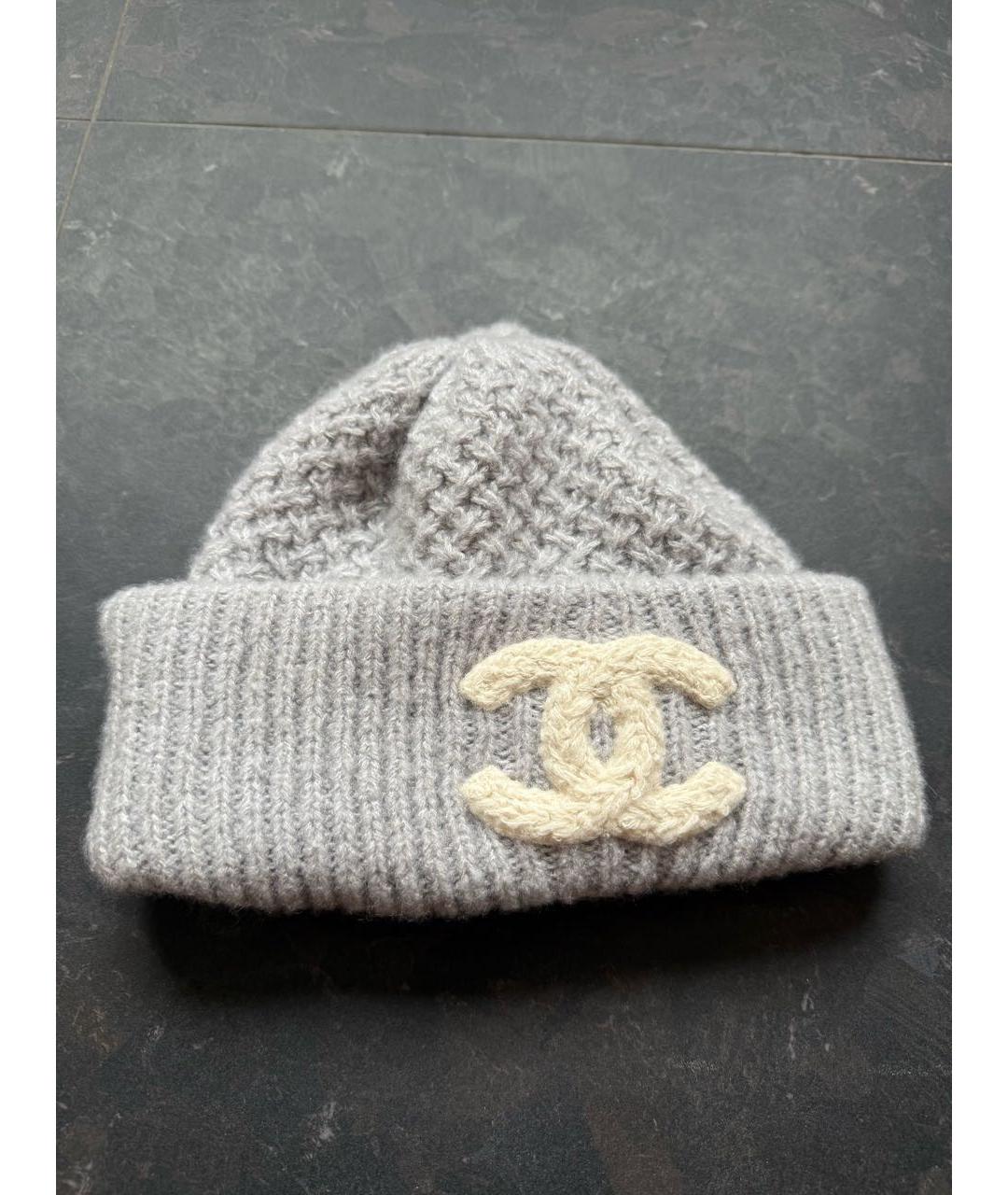CHANEL Серая кашемировая шапка, фото 2