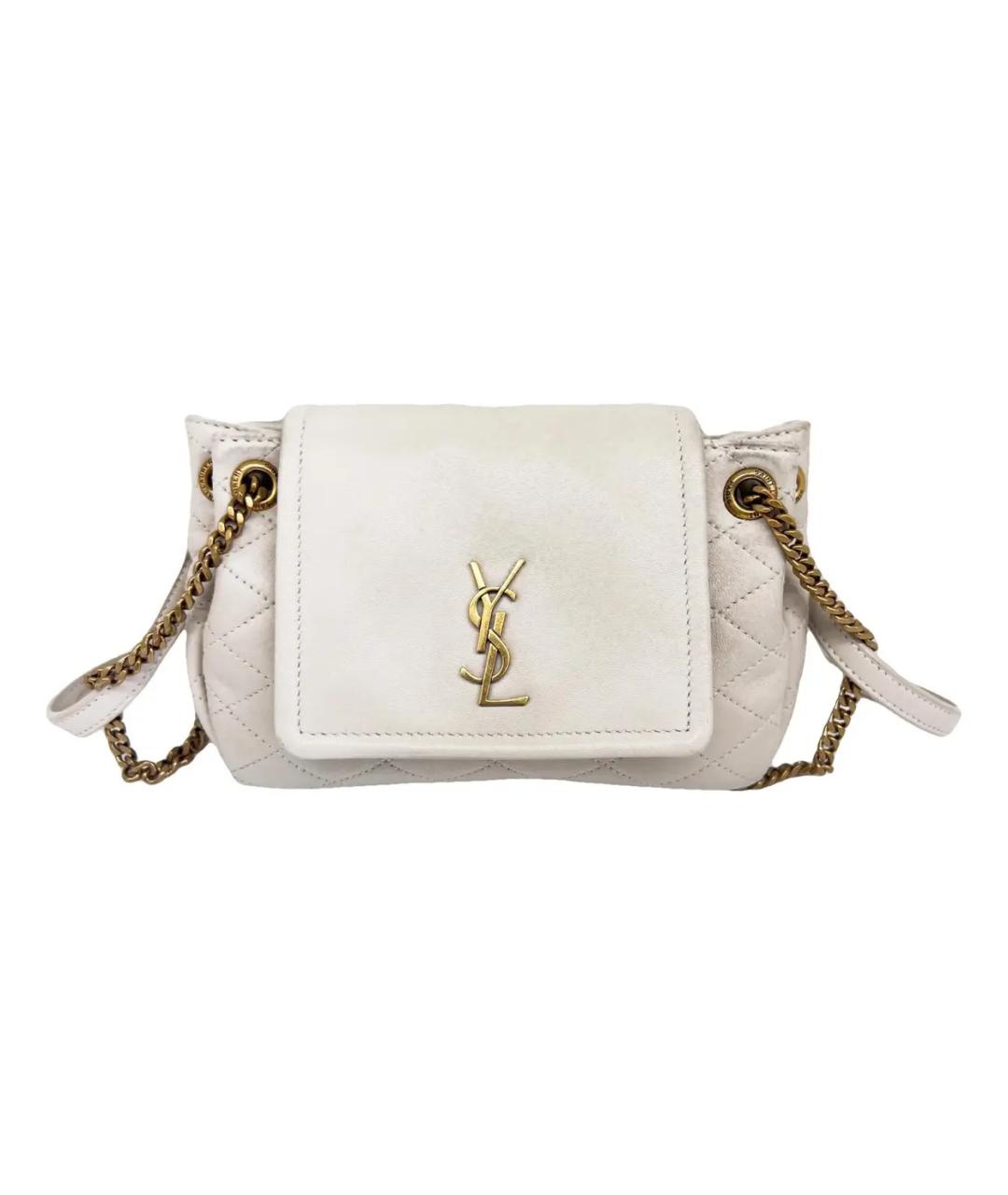 SAINT LAURENT Бежевая кожаная сумка через плечо, фото 1