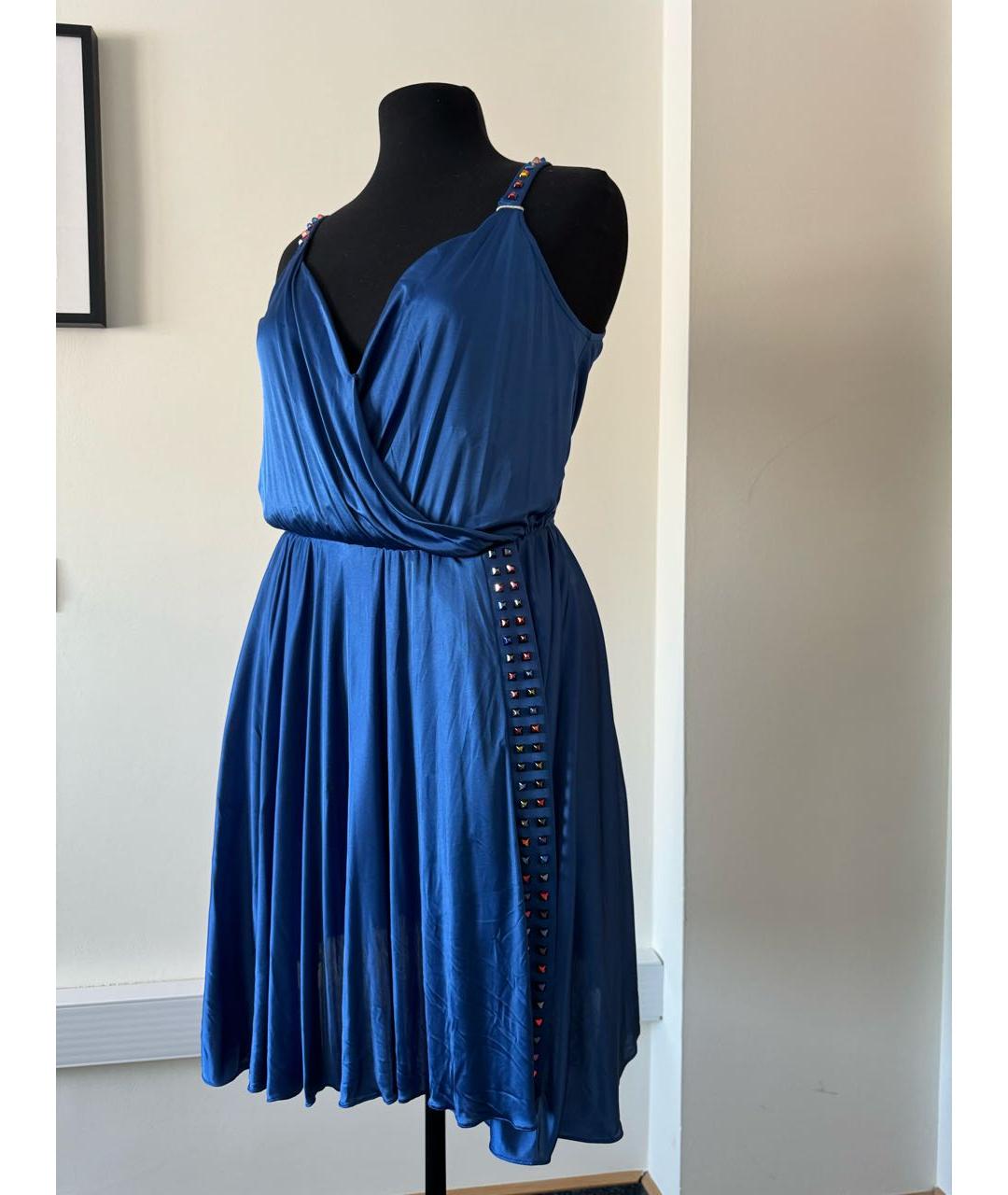 VERSACE COLLECTION Синее вискозное повседневное платье, фото 2