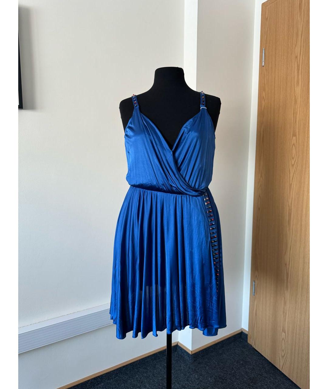 VERSACE COLLECTION Синее вискозное повседневное платье, фото 9
