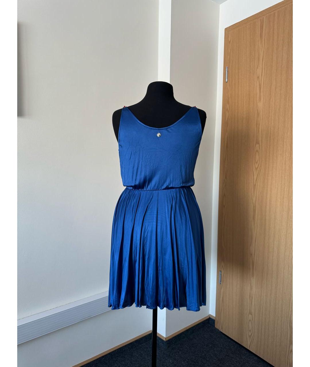 VERSACE COLLECTION Синее вискозное повседневное платье, фото 4