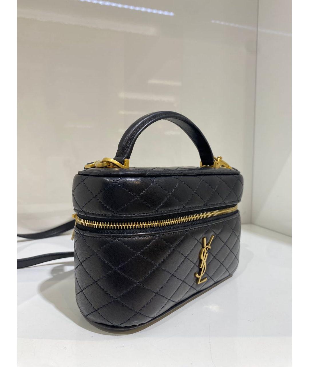 SAINT LAURENT Черная кожаная сумка через плечо, фото 3