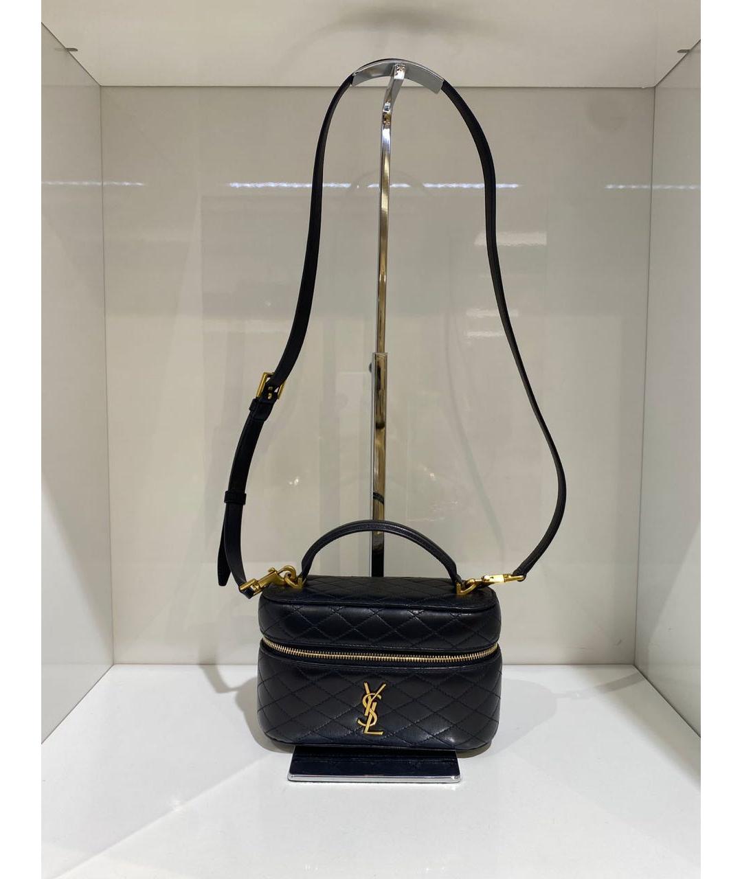 SAINT LAURENT Черная кожаная сумка через плечо, фото 2