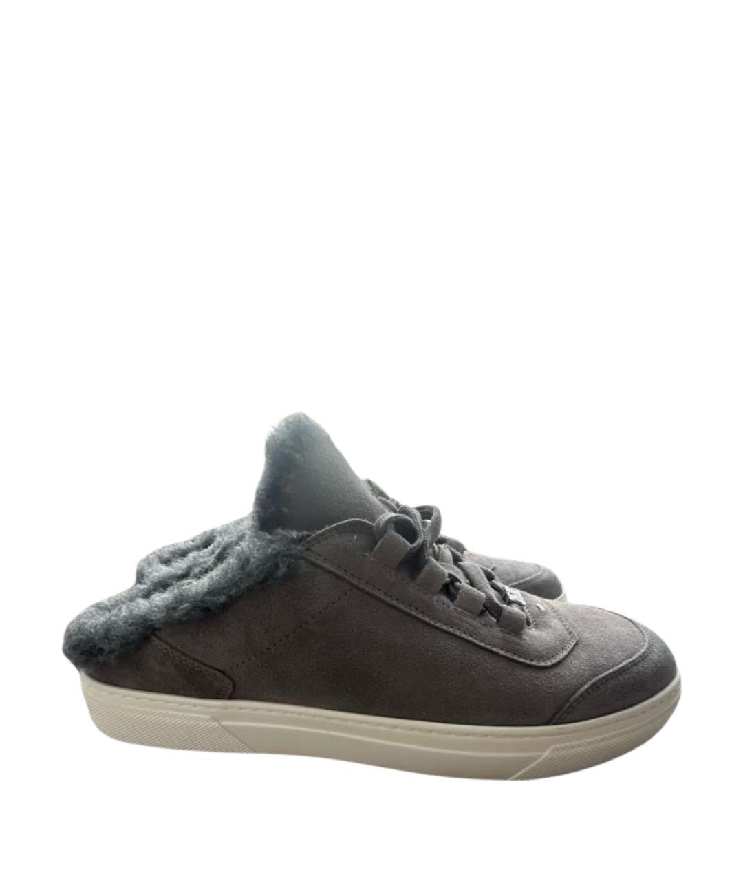 MAX MARA Серые нубуковые кроссовки, фото 1