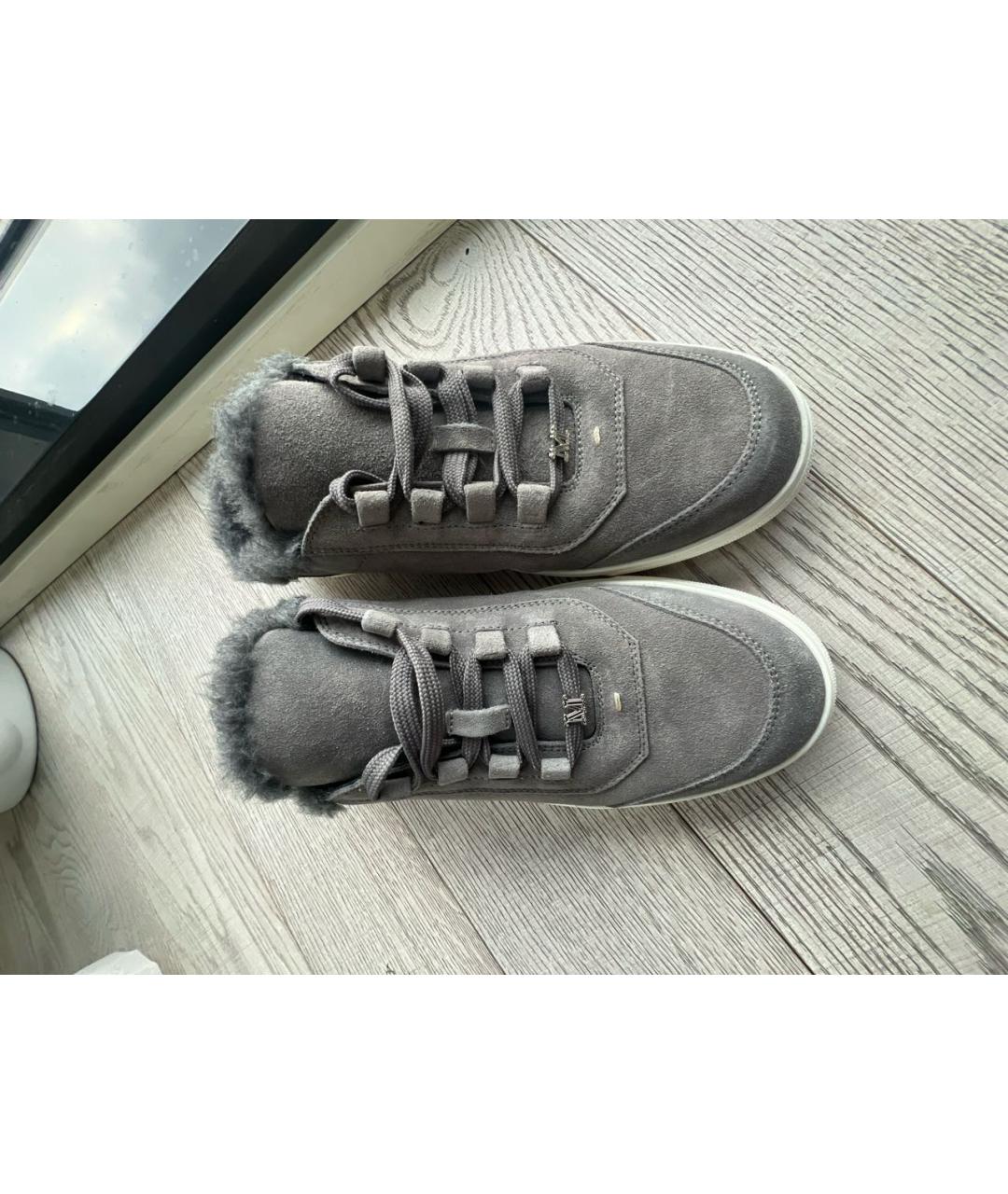 MAX MARA Серые нубуковые кроссовки, фото 2