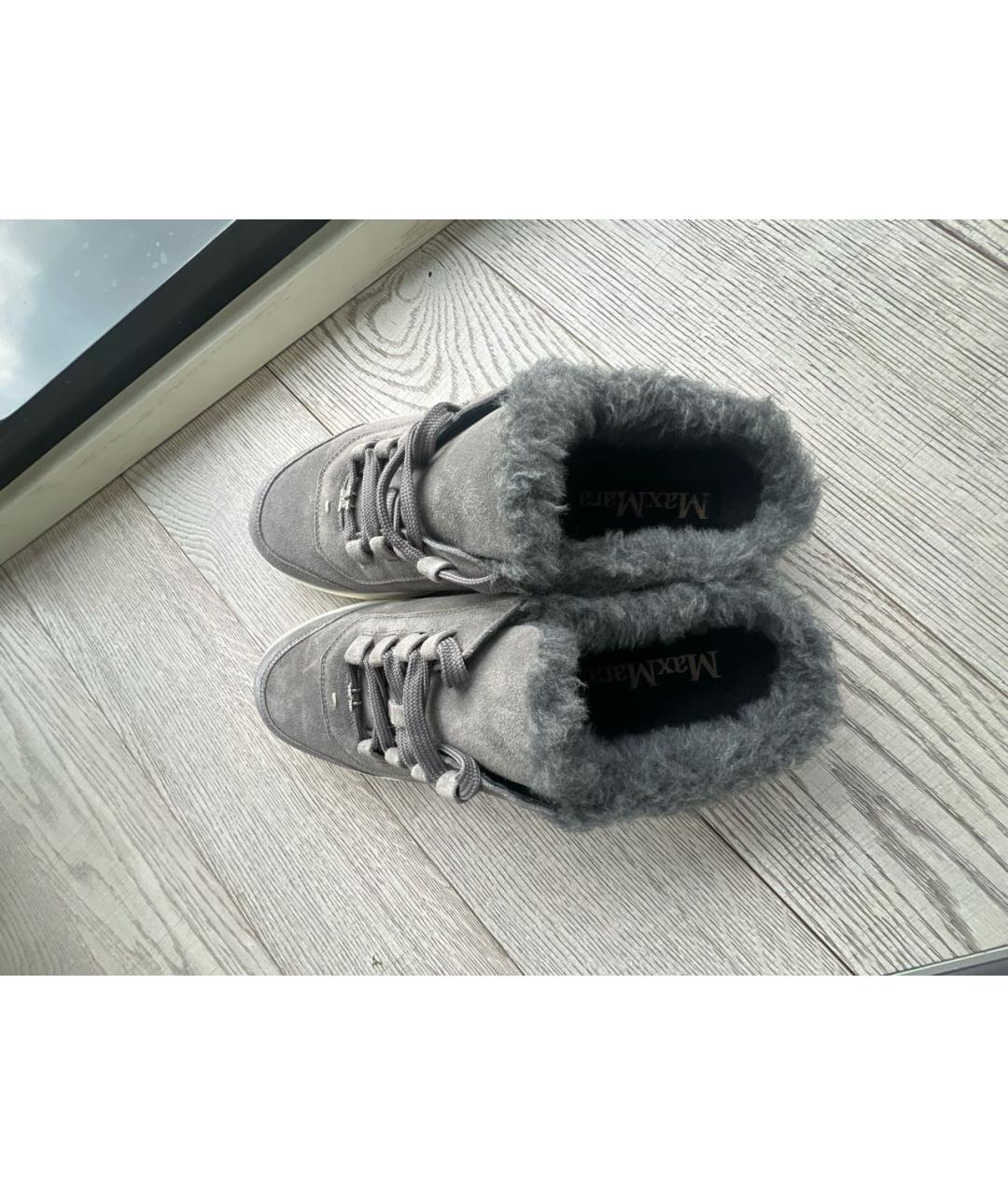 MAX MARA Серые нубуковые кроссовки, фото 3