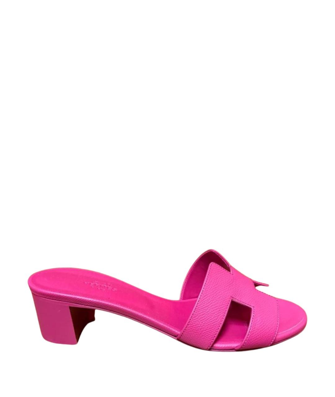 HERMES Фуксия кожаные босоножки, фото 1