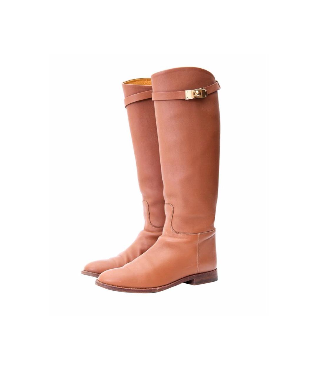 HERMES Коричневые кожаные сапоги, фото 2