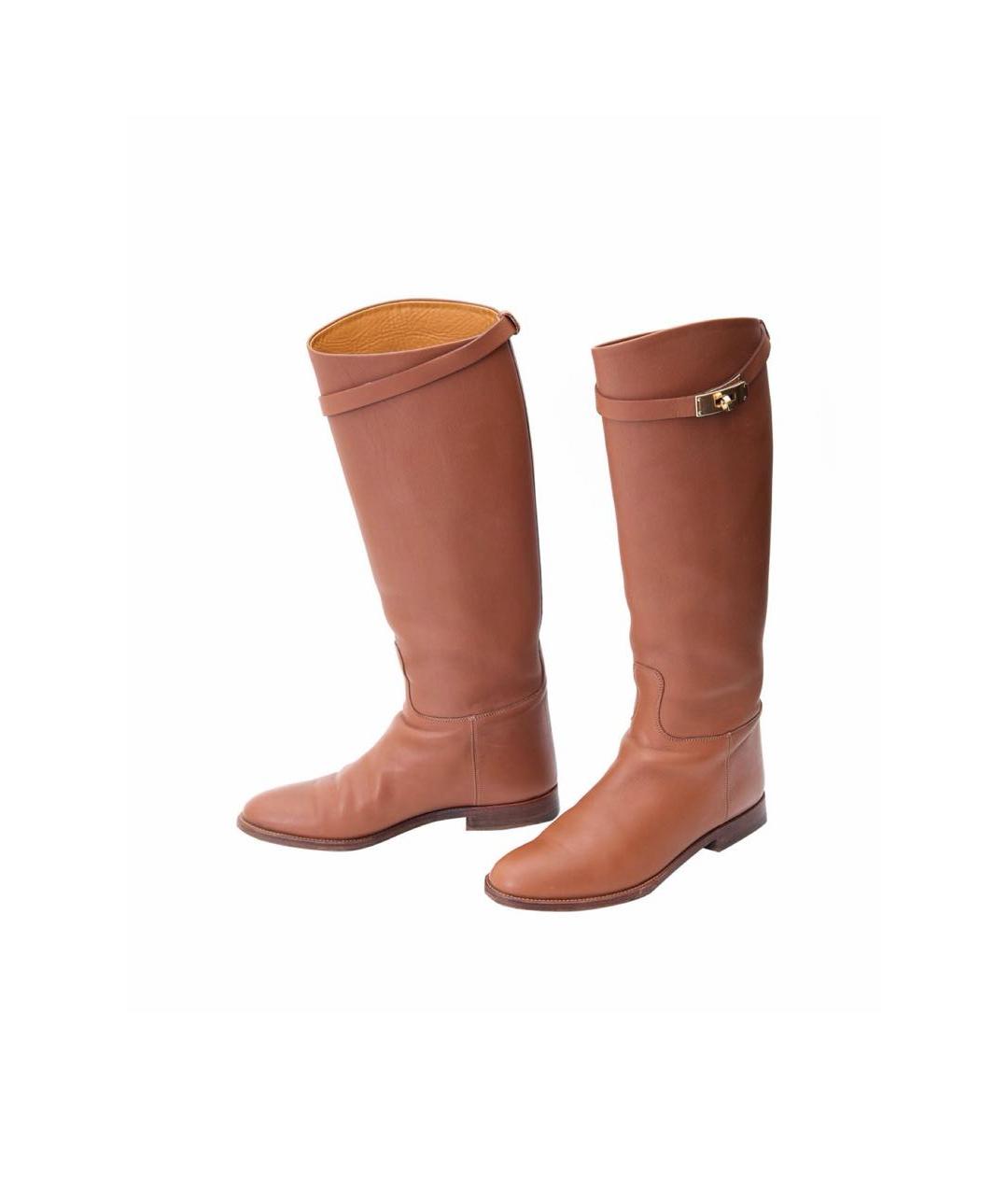 HERMES Коричневые кожаные сапоги, фото 6