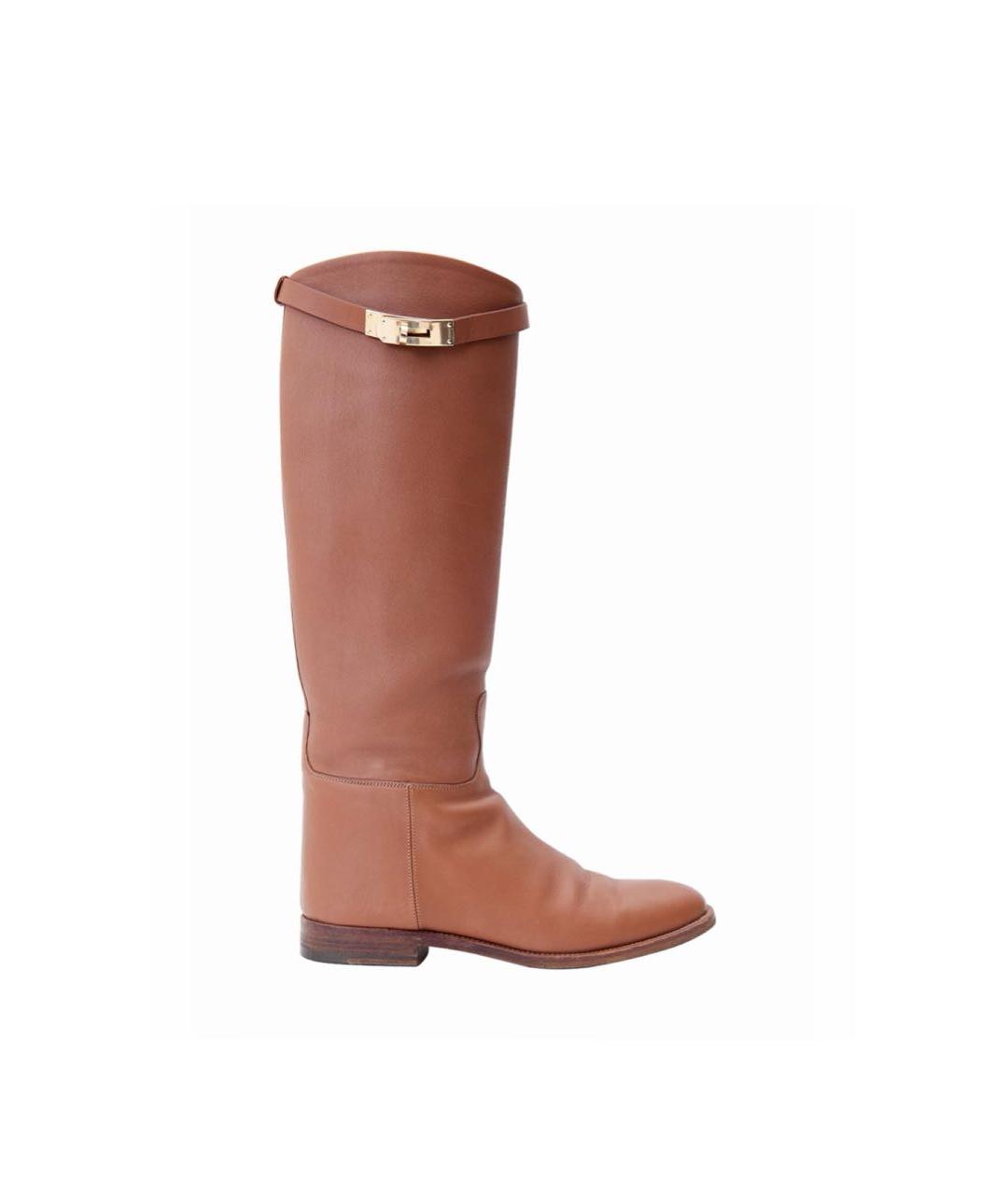 HERMES Коричневые кожаные сапоги, фото 9