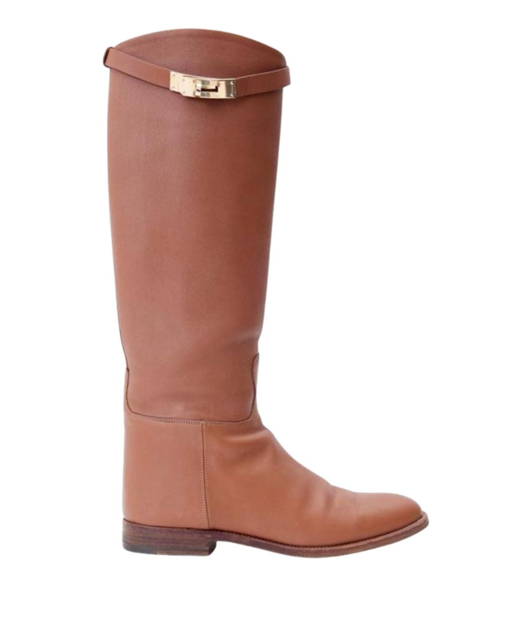 HERMES Коричневые кожаные сапоги, фото 1