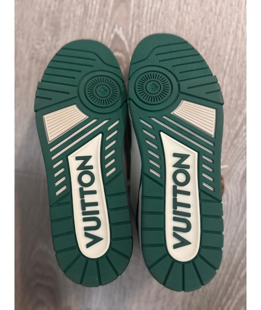 LOUIS VUITTON Зеленые кожаные низкие кроссовки / кеды, фото 5