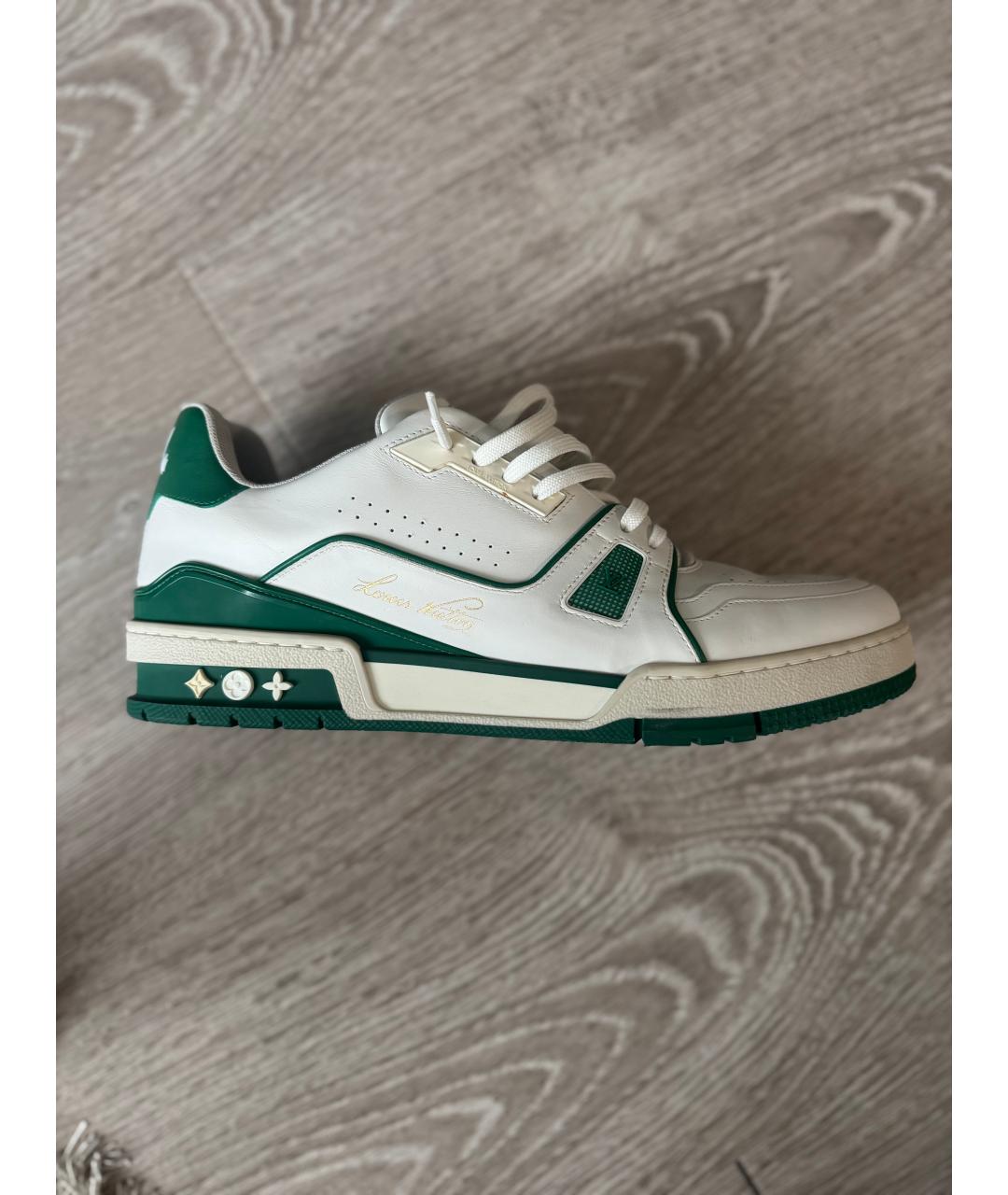 LOUIS VUITTON Зеленые кожаные низкие кроссовки / кеды, фото 6