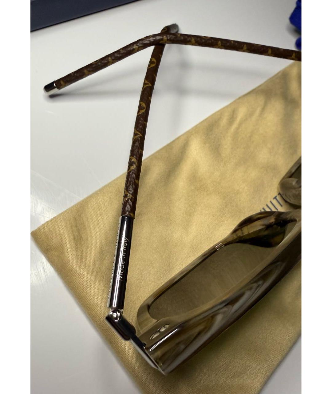 LOUIS VUITTON Коричневые пластиковые солнцезащитные очки, фото 3