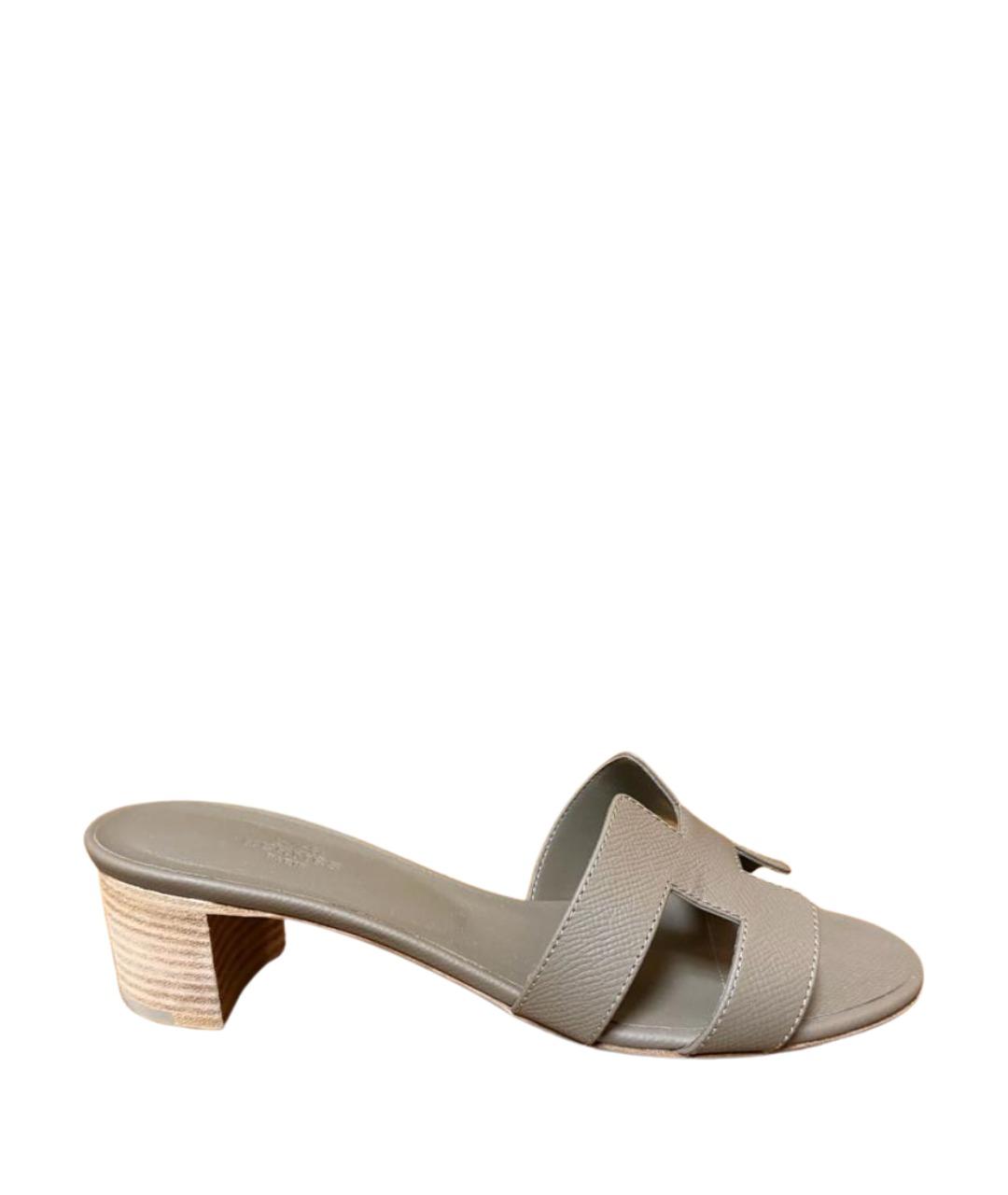 HERMES Коричневые кожаные босоножки, фото 1