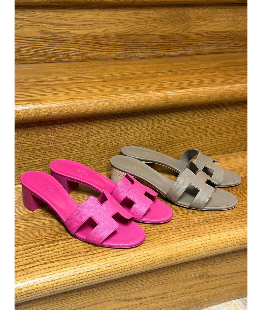 HERMES Коричневые кожаные босоножки, фото 5