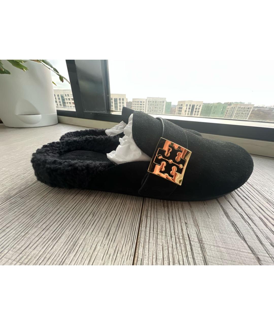 TORY BURCH Черные нубуковые мюли, фото 7