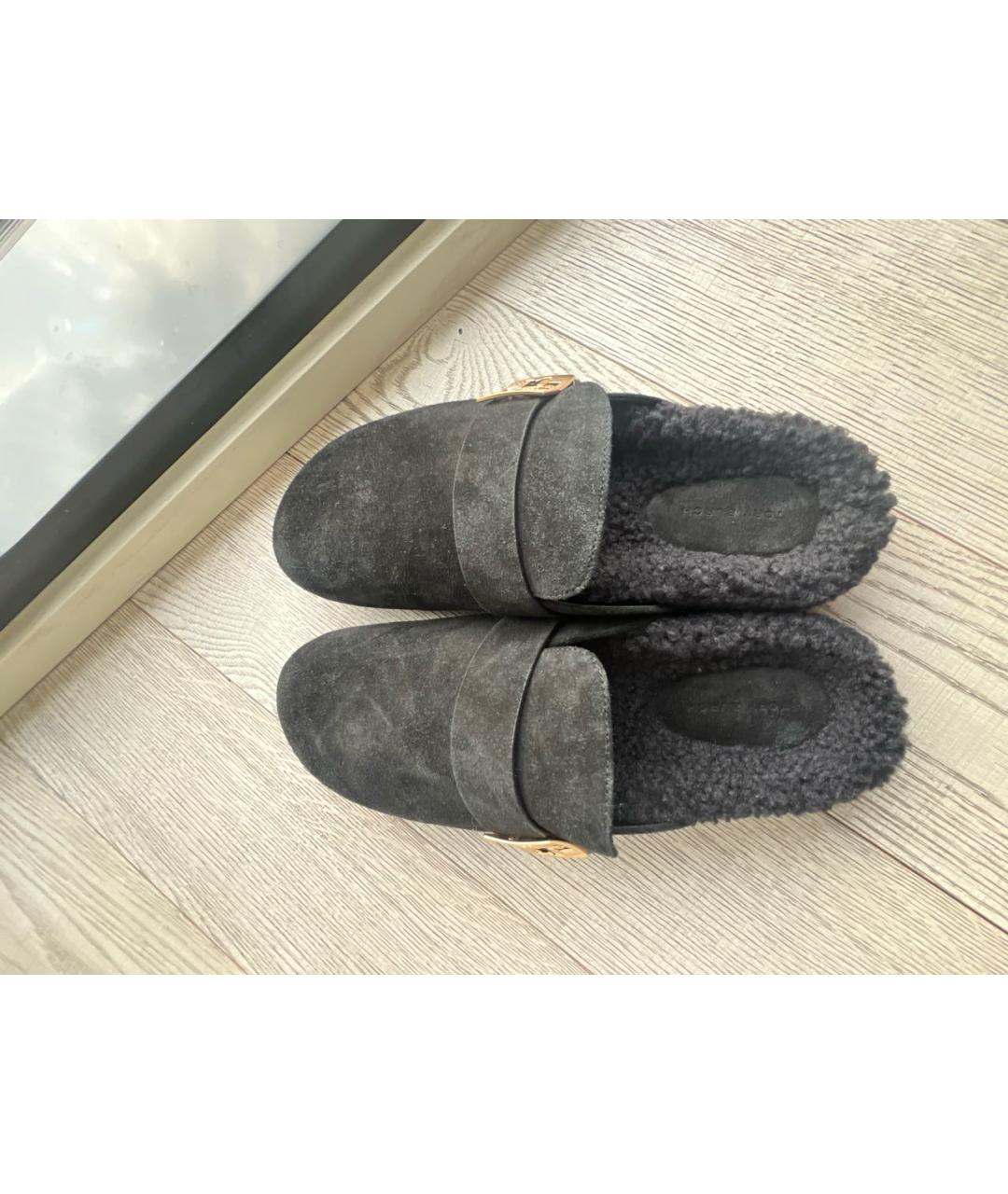 TORY BURCH Черные нубуковые мюли, фото 3