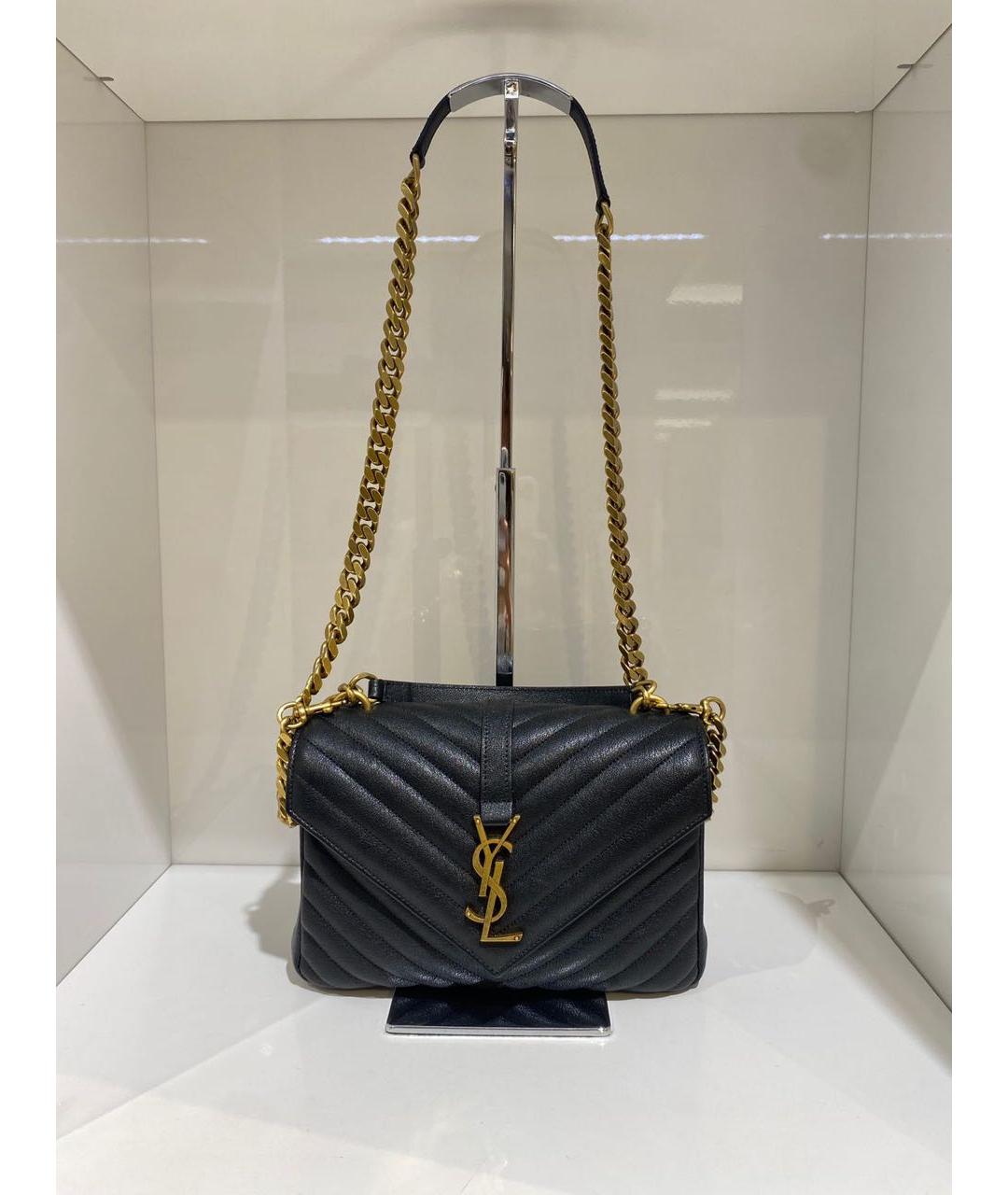 SAINT LAURENT Черная кожаная сумка через плечо, фото 2