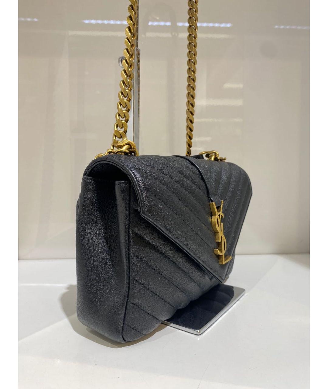 SAINT LAURENT Черная кожаная сумка через плечо, фото 3