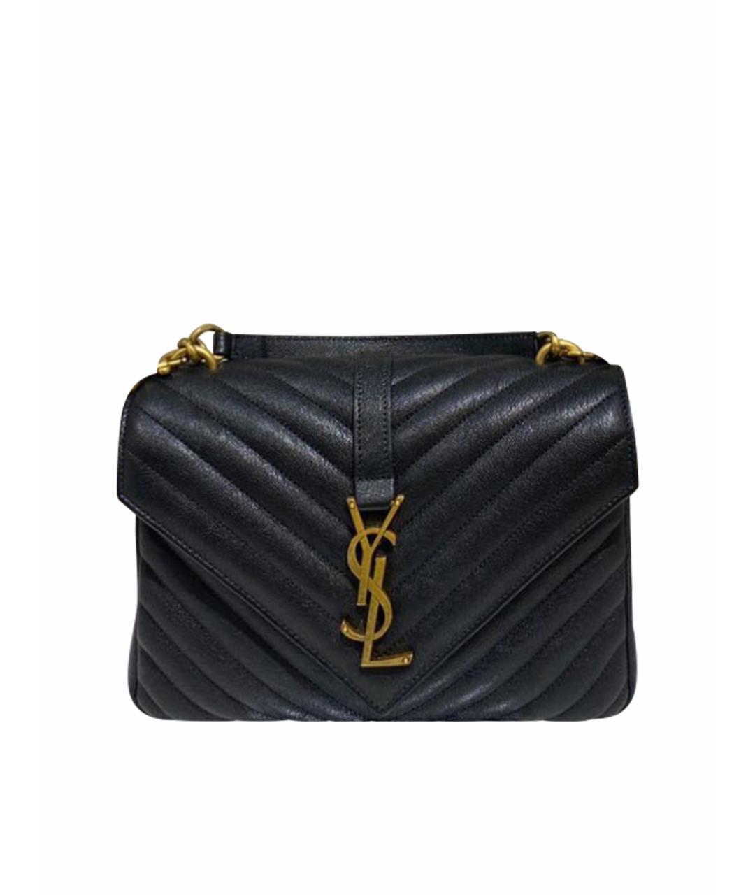 SAINT LAURENT Черная кожаная сумка через плечо, фото 1
