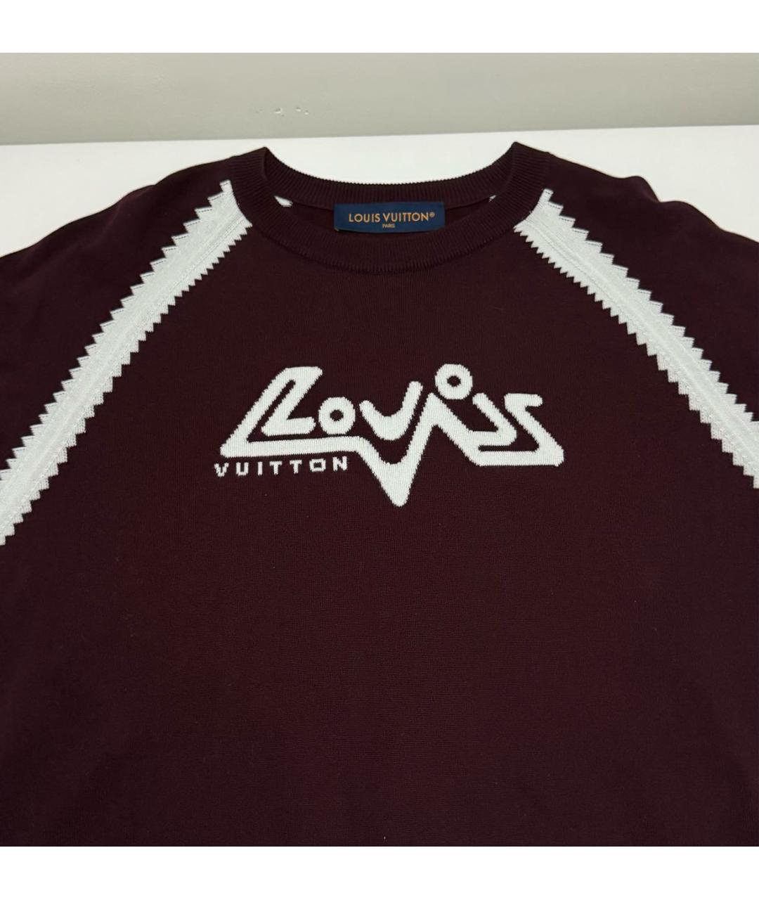 LOUIS VUITTON Бордовая хлопковая футболка, фото 2
