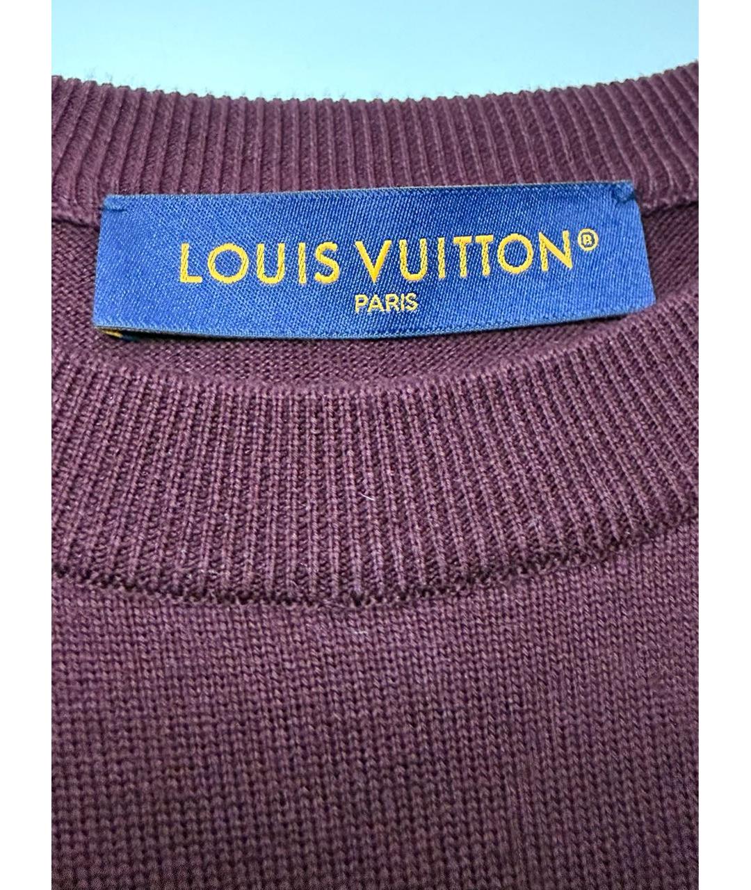 LOUIS VUITTON Бордовая хлопковая футболка, фото 6