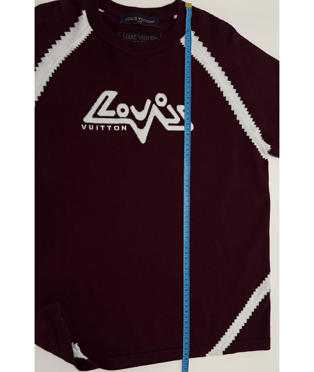 LOUIS VUITTON Бордовая хлопковая футболка, фото 3