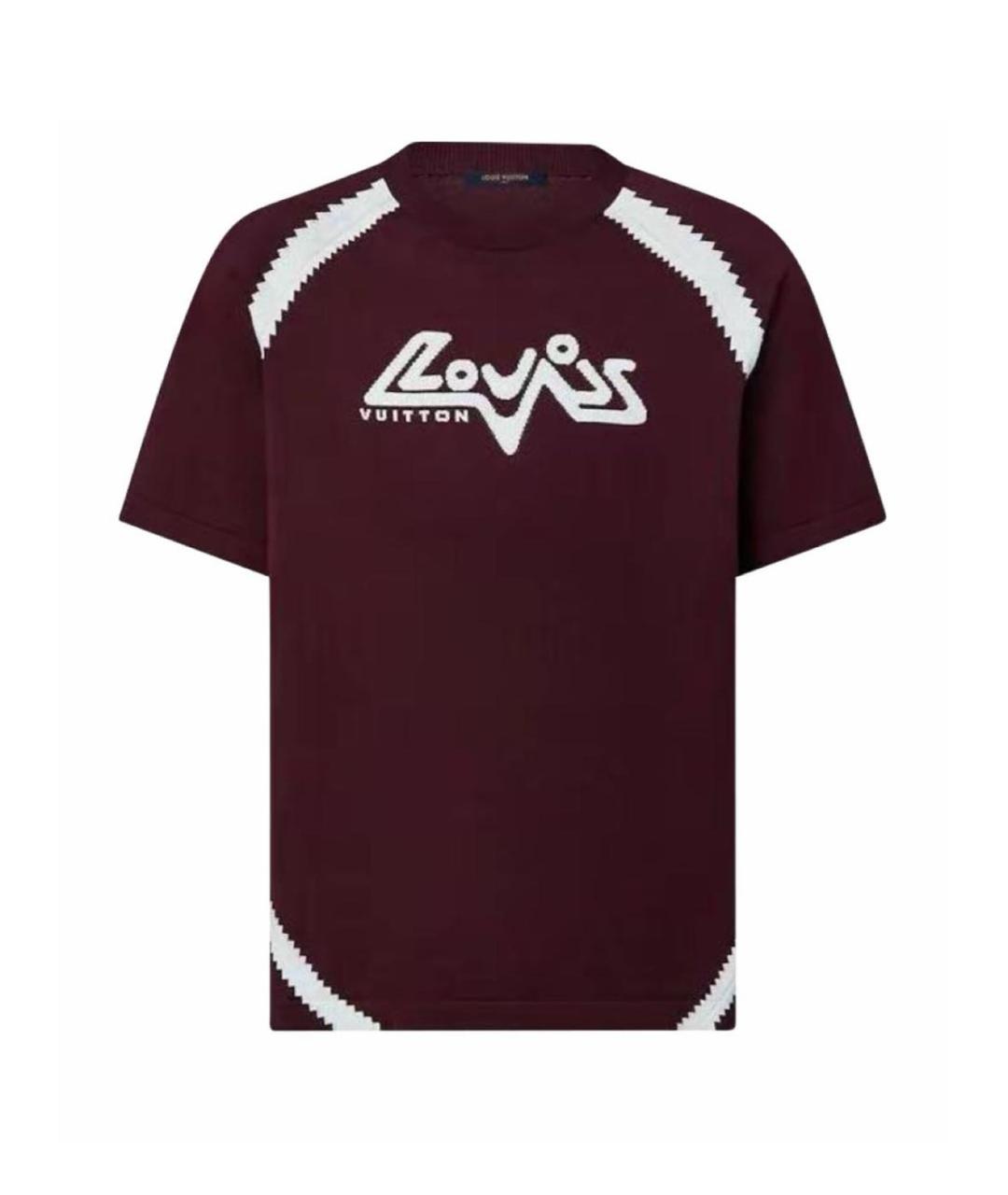 LOUIS VUITTON Бордовая хлопковая футболка, фото 7
