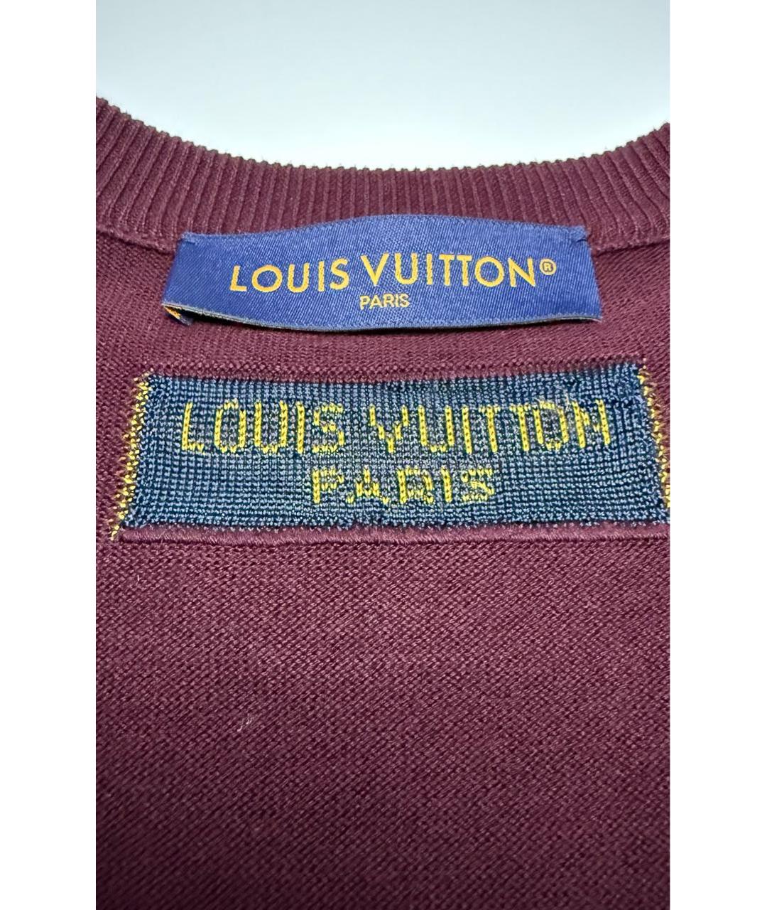 LOUIS VUITTON Бордовая хлопковая футболка, фото 5