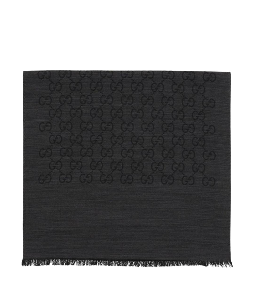 GUCCI Черный шерстяной шарф, фото 1
