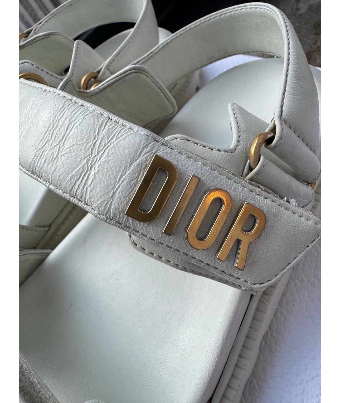 CHRISTIAN DIOR Белые кожаные сандалии, фото 7
