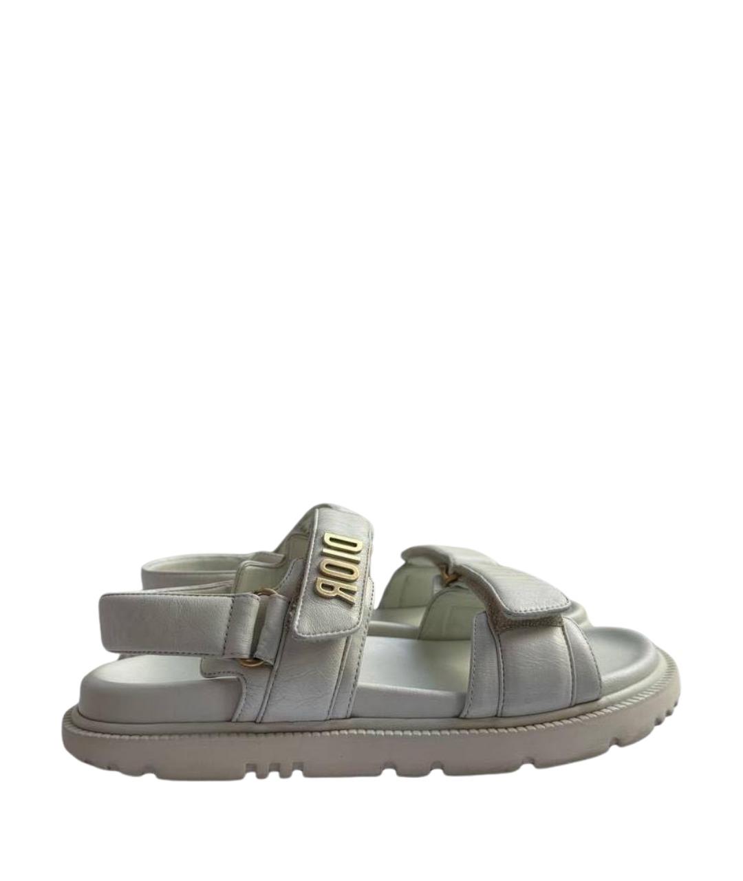 CHRISTIAN DIOR Белые кожаные сандалии, фото 1