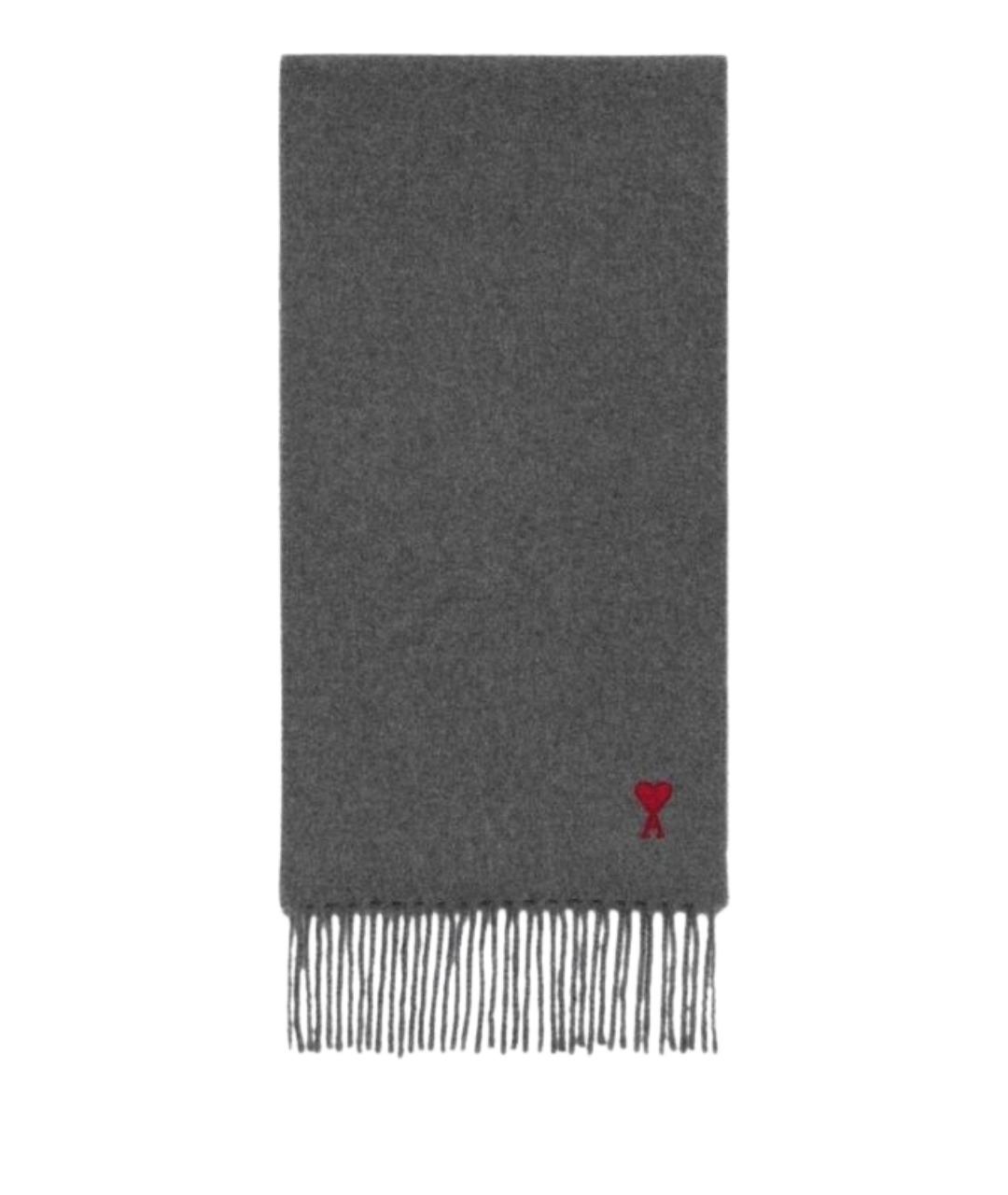 Ami Paris Серый шерстяной шарф, фото 1