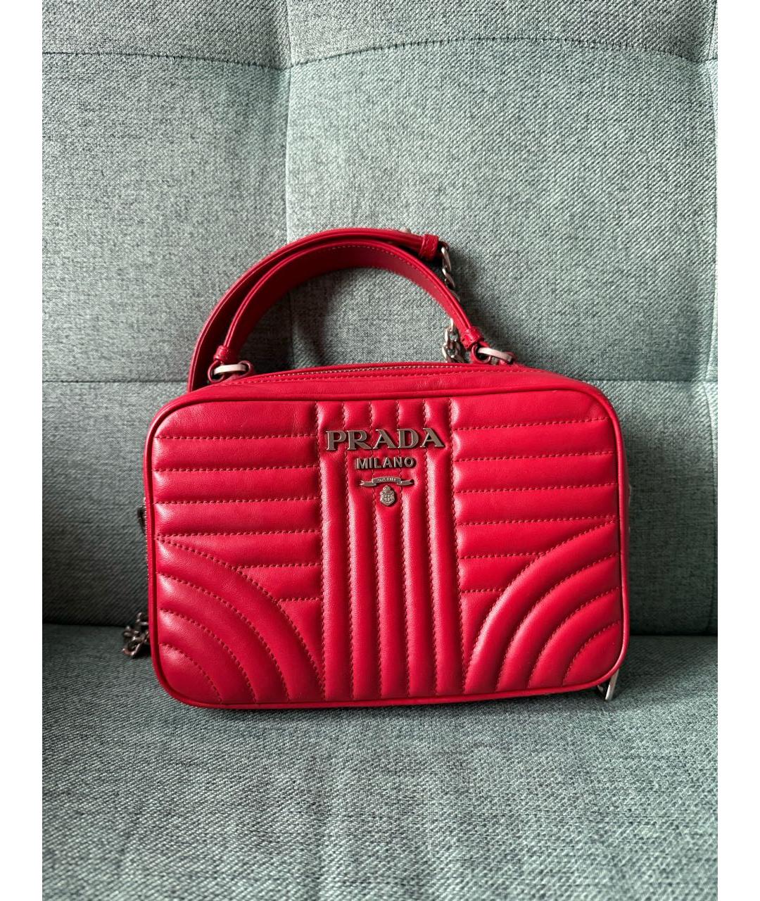 PRADA Красная кожаная сумка через плечо, фото 5