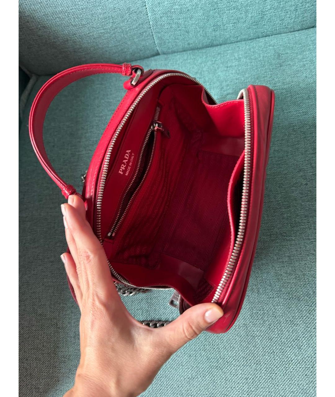PRADA Красная кожаная сумка через плечо, фото 3