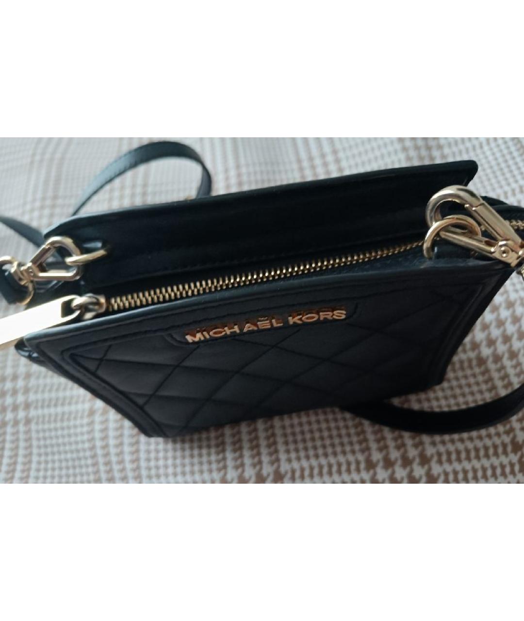 MICHAEL KORS Черная кожаная сумка через плечо, фото 2
