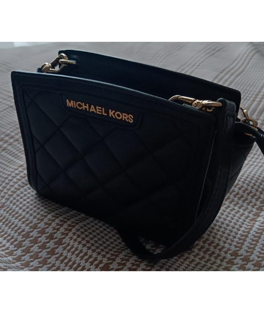 MICHAEL KORS Черная кожаная сумка через плечо, фото 5