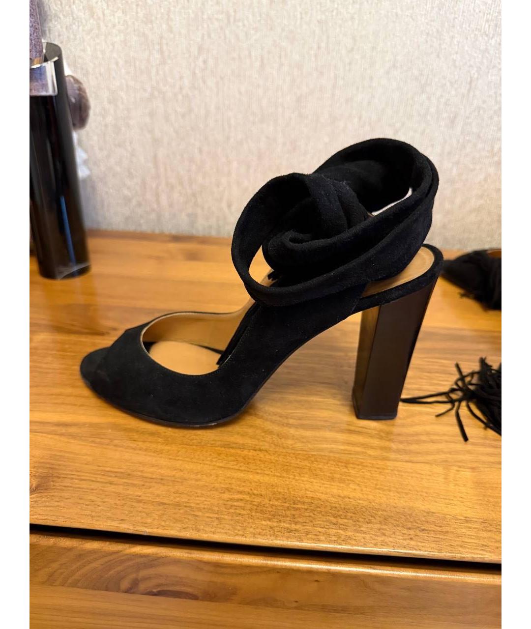 HERMES Черные замшевые босоножки, фото 7